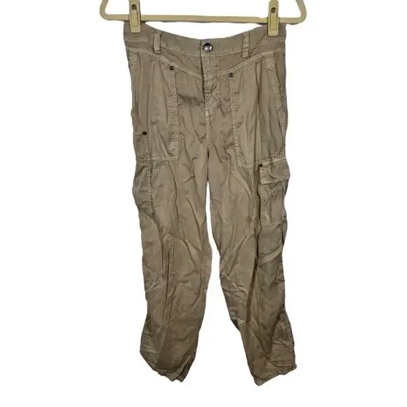 Marrakech Slouchy Cargo Utility Pants 27 Khaki Tan Boho Casual Grunge Ankle - Picture 1 of 6